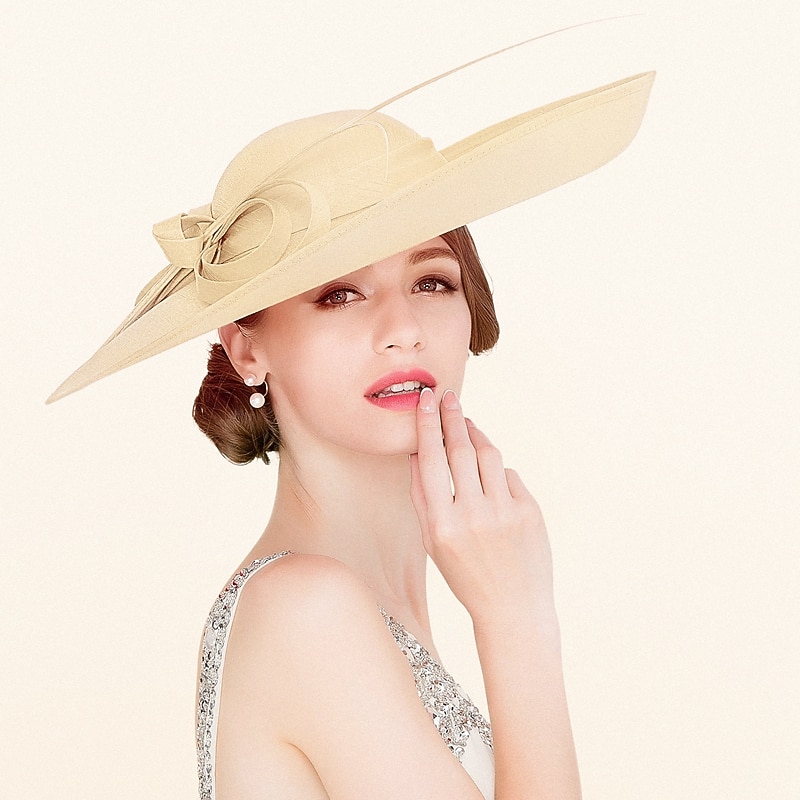 Party Hats Double Layer Cloth Bowler / Cloche Hat Sinamay Hat Kentucky Horse Race Ladies Day Melbourne Cup Luxury Vintage With Bowknot Headpiece Headwear dress to impress Race Day Dress3