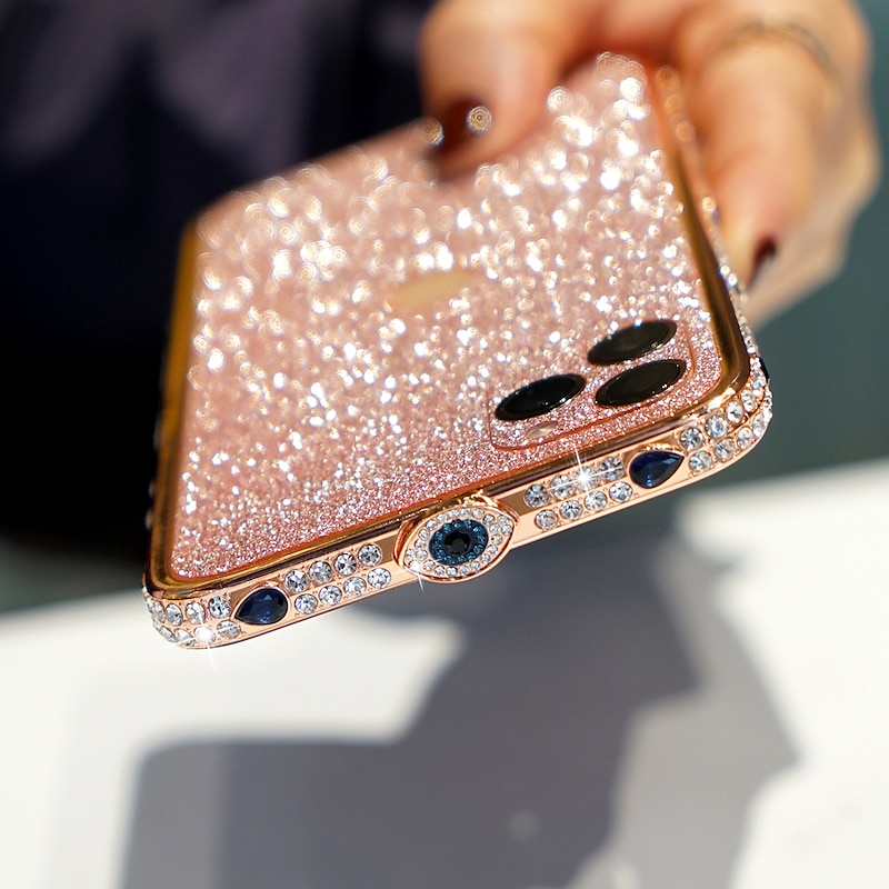 Phone Case For iPhone 14 Pro Max Plus 13 12 11 Pro Max iPhone 13 12 11 Pro Max SE X XR XS Max 8 7 Back Cover Bumper Frame for Women Girl Bling Glitter Shiny Shockproof TPU Rhinestone