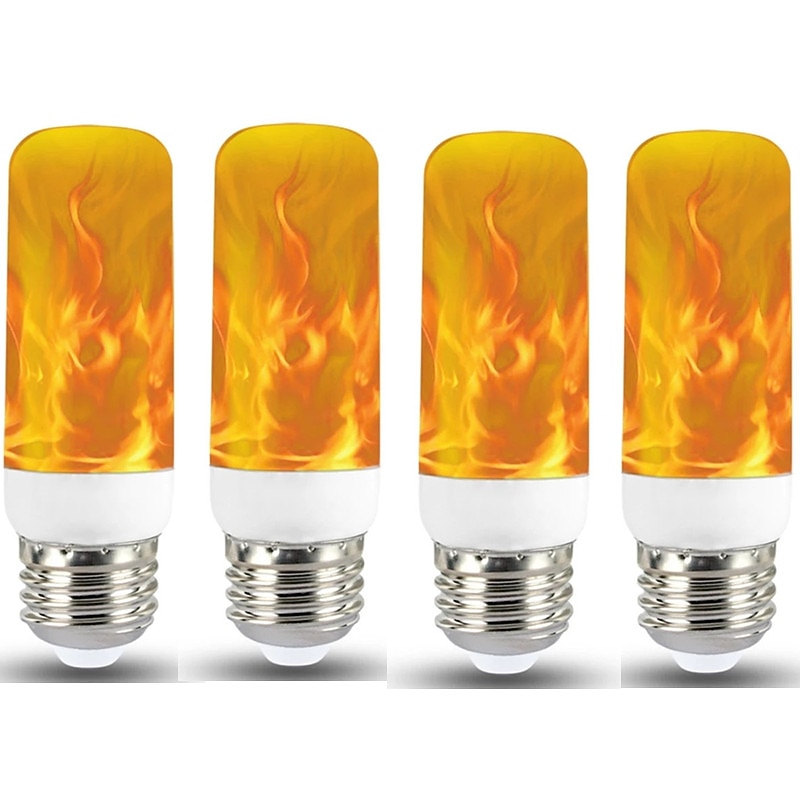 4pcs 1pcs New LED Dynamic Flame Effect Fire Light Bulb E27 LED Corn Bulb Creative Flickering Emulation 5W LED Lamp Light for Halloween