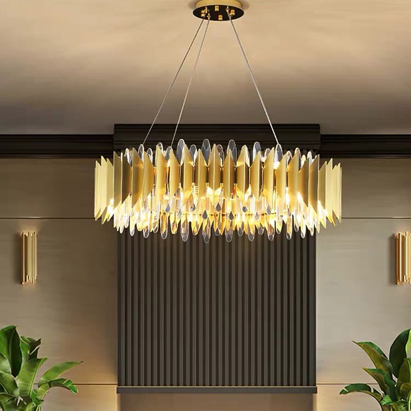 60/80 cm Crystal Chandelier Pendant Light Gold Luxury Modern Island Design Stainless Steel Electroplated 110-120V 220-240V