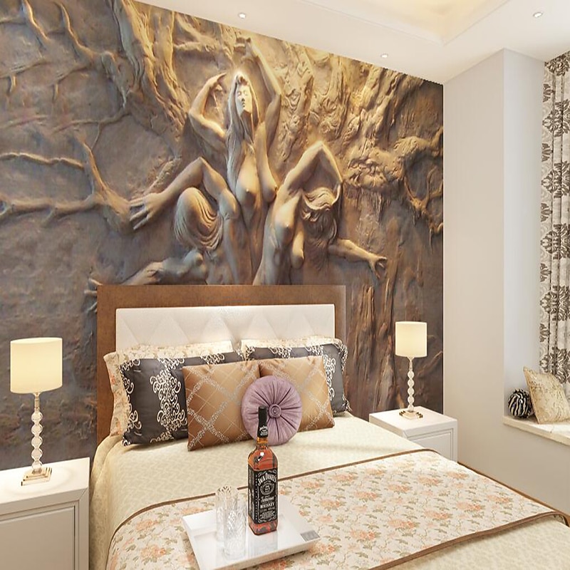 Cool Wallpapers Wall Mural 3D White Wallpaper Wall Sticker Covering Print Print Peel and Stick Removable 3D Relief Effect Woman Canvas Home Décor4