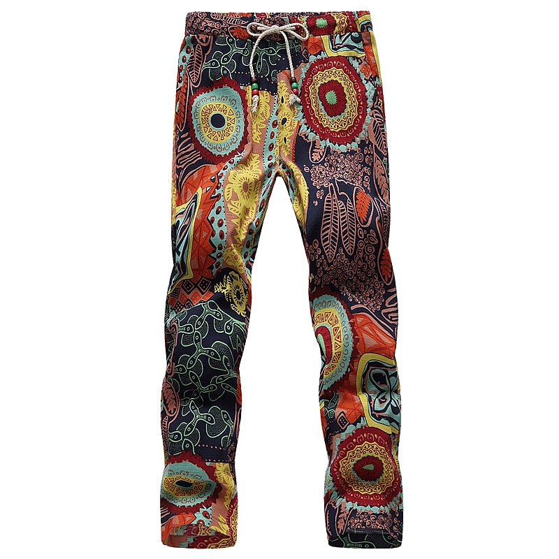 Men's Joggers Trousers Summer Pants Baggy Pants Beach Pants Drawstring Elastic Waist Straight Leg Graphic Prints Floral Print Yoga Gym Classic Style Boho K001 K0023