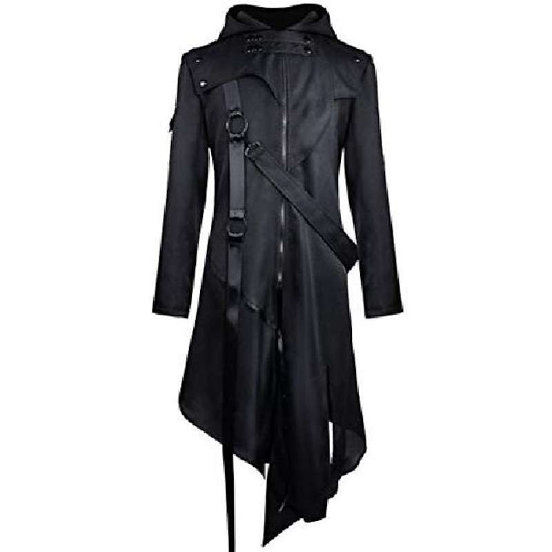 Unisex Winter Coat Winter Jacket Formal Evening Buckle All Seasons Halloween Regular Gothic Men's Clothing[Black] Jacket2
