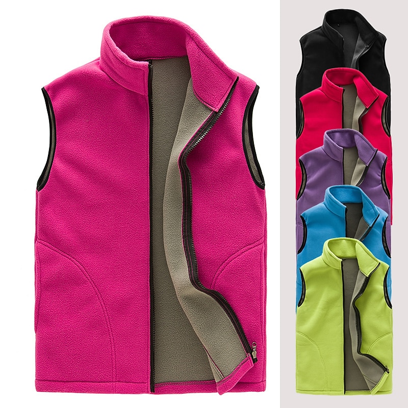 Women's Hiking Jacket Hiking Fleece Vest Winter Outdoor Solid Color Windproof Breathable Warm Comfortable Vest / Gilet Top Camping / Hiking Hunting Ski / Snowboard Black Purple Red Sky Blue Rose Red2
