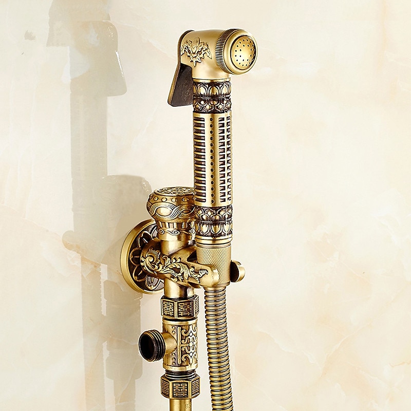 Bidet Faucet Antique Copper Toilet Handheld Bidet Sprayer Self-Cleaning Antique Clean Spray Gun