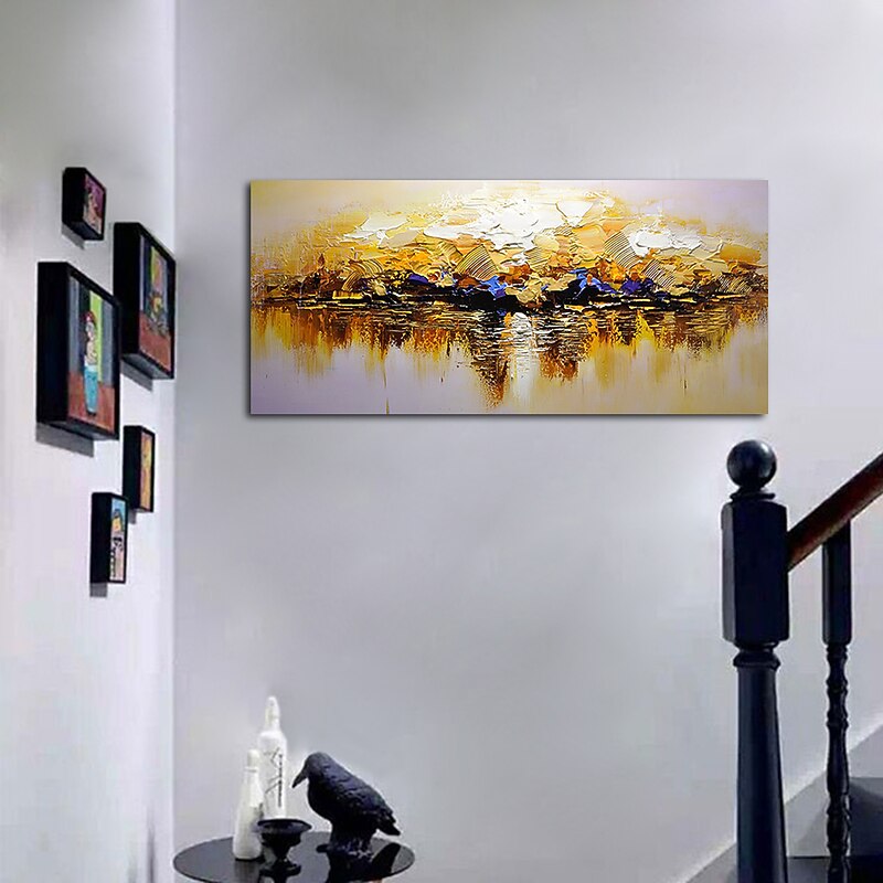 Large Size Oil Painting 100% Handmade Hand Painted Wall Art On Canvas Abstract Golden Landscape Skyline Home Decoration Decor Rolled Canvas No Frame Unstretched3