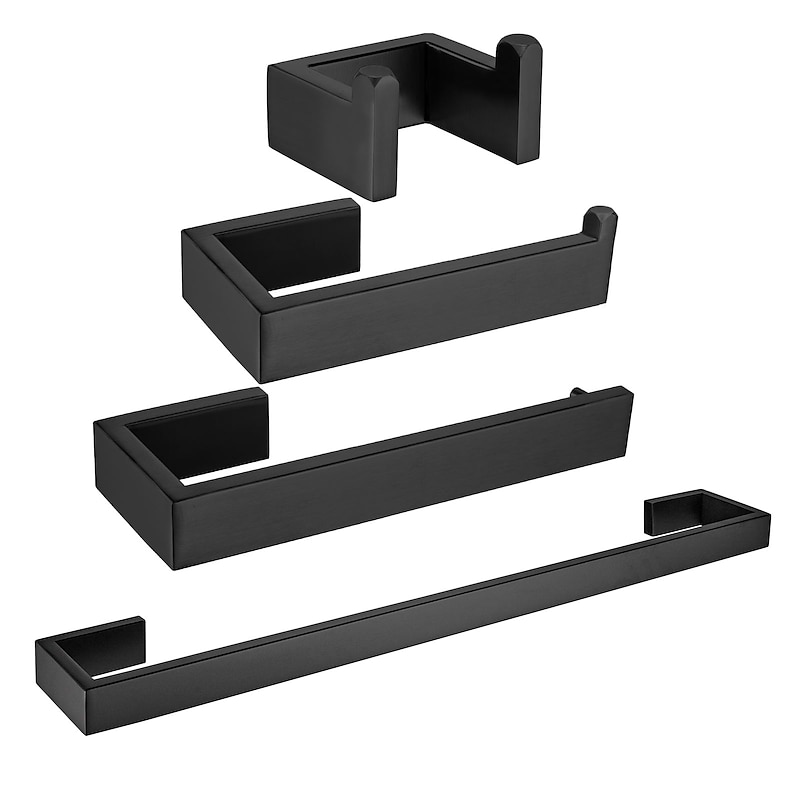 Bathroom Accessory Toilet Paper Holder / Robe Hook and Bathroom Single Towel Rod New Design Stainless Steel Wall Mounted Matte Black2
