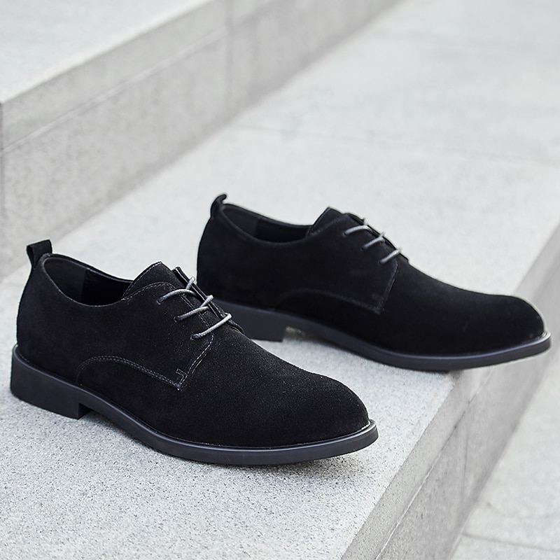 Men's Black Suede Oxford Shoes – Classic Lace-Up Design with Non-Slip Sole for Casual and Formal Occasions2