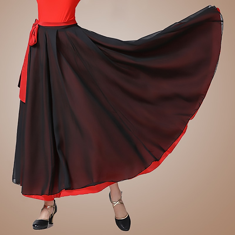 Ballroom Dance Skirts Bandage Women's Performance Daily Wear High Chiffon