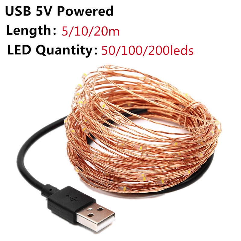 Elegant Wedding Reception Party Christmas Décor LED String Lights 4pcs 2pcs 1pc Copper Silver Wire Garland Light 5M 10M 20M USB Waterproof Fairy Lights For Christmas Wedding Party Decoration2