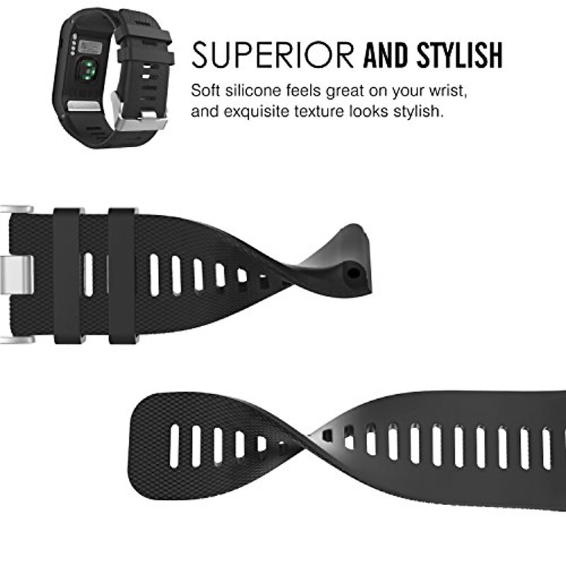 Garmin vivoactive hr watch band, soft silicone replacement watch band only for garmin vivoactive hr sports gps smart watch with adapter tools3