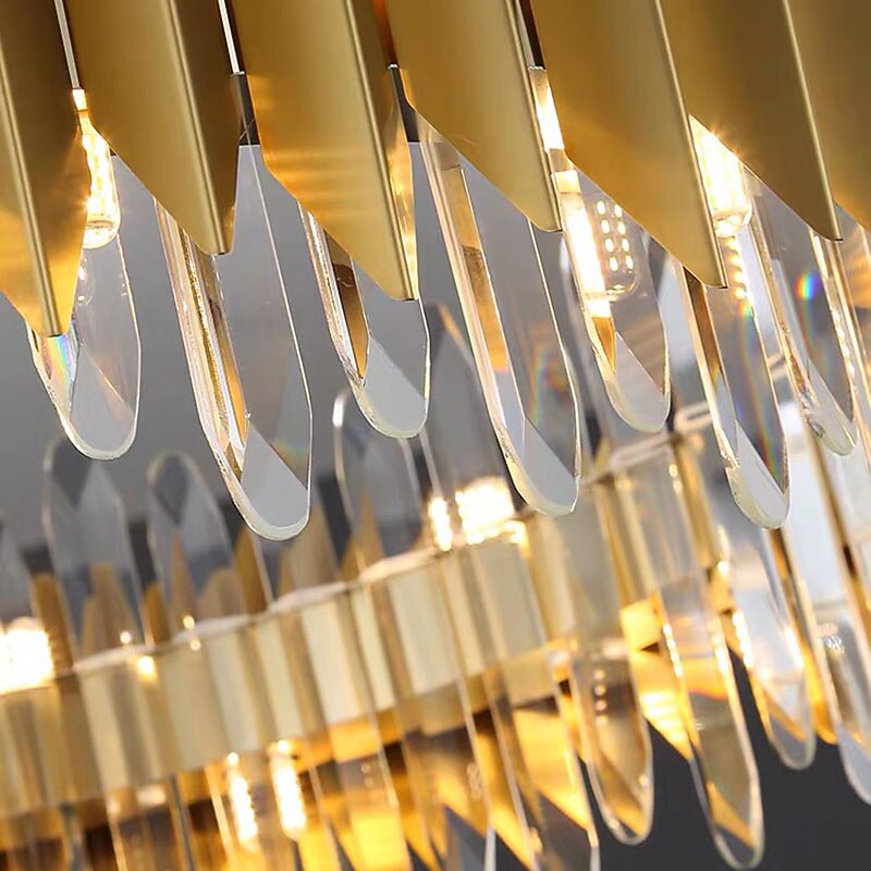 60/80 cm Crystal Chandelier Pendant Light Gold Luxury Modern Island Design Stainless Steel Electroplated 110-120V 220-240V3