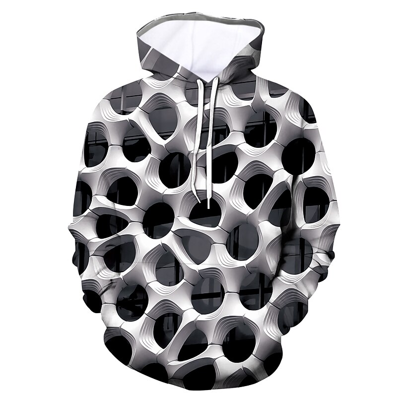 Men's Graphic Hoodie Hoodies Sweatshirt Casual Long Sleeve Hooded Daily Going out Black White Designer