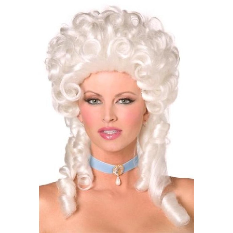 Cosplay Costume Wig Wavy Middle Part Wig White Synthetic Hair Women's White Halloween Wigs