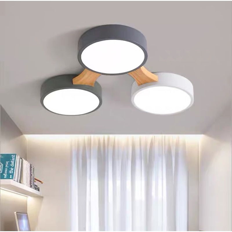3/4/5 Heads LED Ceiling Light Nordic Style Flush Mount Wood Painted Finishes Modern Basic 110-120V 220-240V