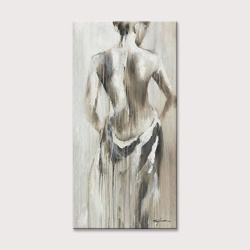 Oil Painting Hand Painted Vertical Abstract People Modern Rolled Canvas (No Frame)4
