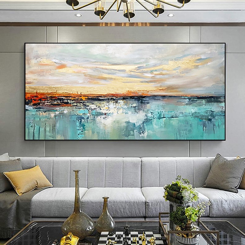 Handmade Oil Painting Canvas Wall Art Decoration Landscape Lake Sky Abstract for Home Decor Rolled Frameless Unstretched Painting