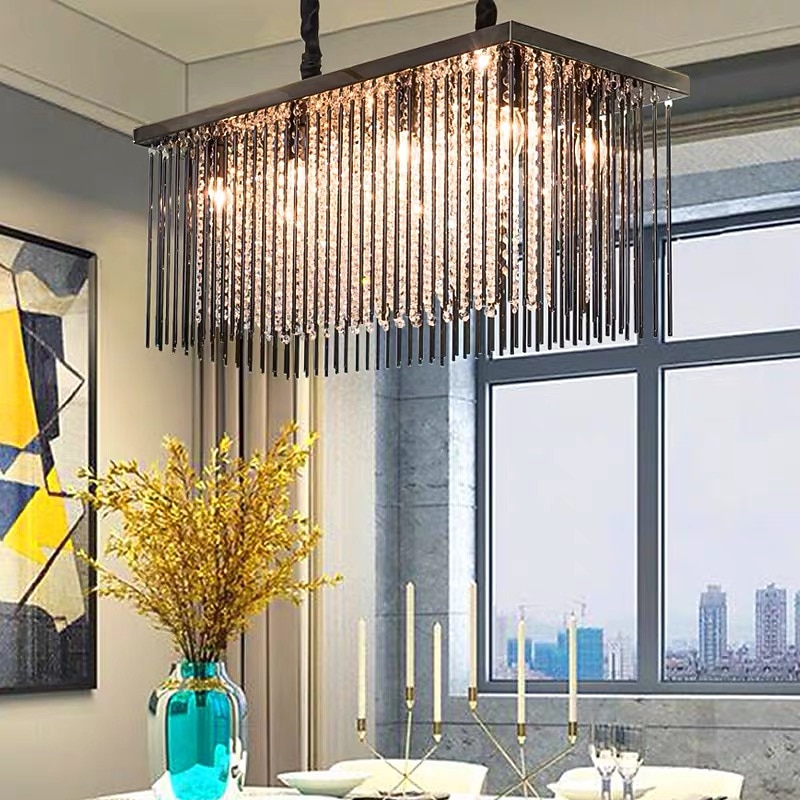 80 cm Premium Crystal Chandelier Pendant Light Stainless Steel Modern Island Light 110-120V 220-240V2