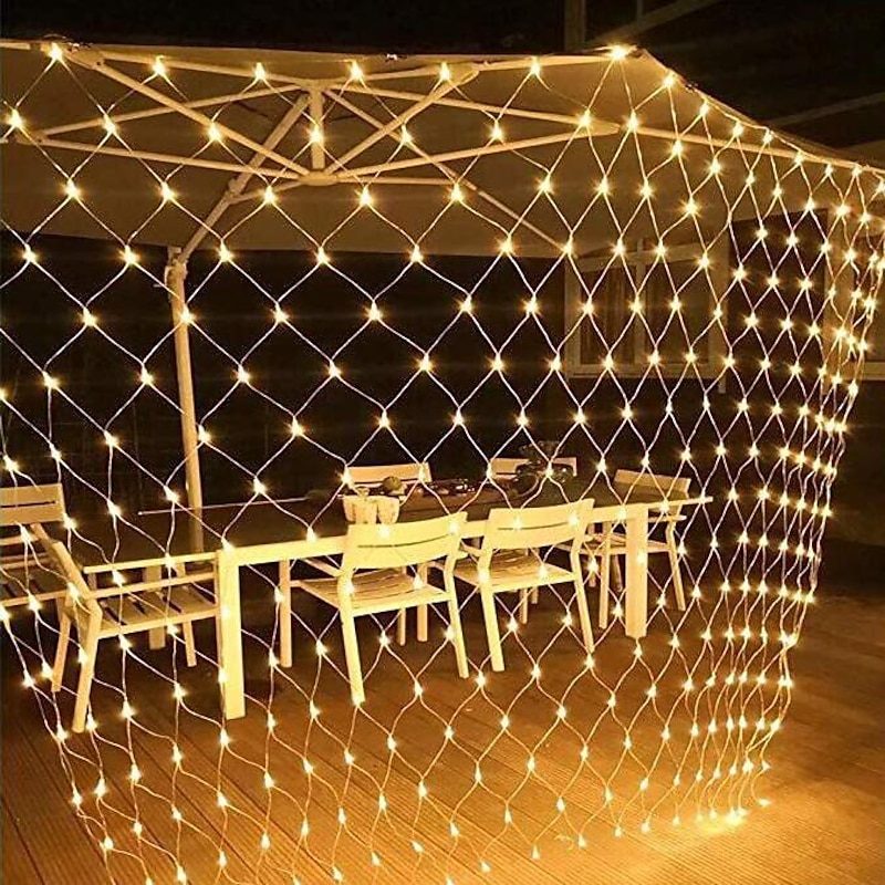 Elegant Wedding Reception Party LED Net Lights 192 LEDs 3Mx2M Outdoor Waterproof String Lights for Christmas Wedding Decoration Fairy String Light Outdoor Décor Lamp Home Décor Interior Decorating3