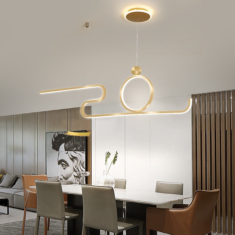 90 cm LED Pendant Light Nordic Island Style Extremely Simple Modern Gold Black Atmosphere Personality Dining Table Long Bar Taipei European Office Restaurant2