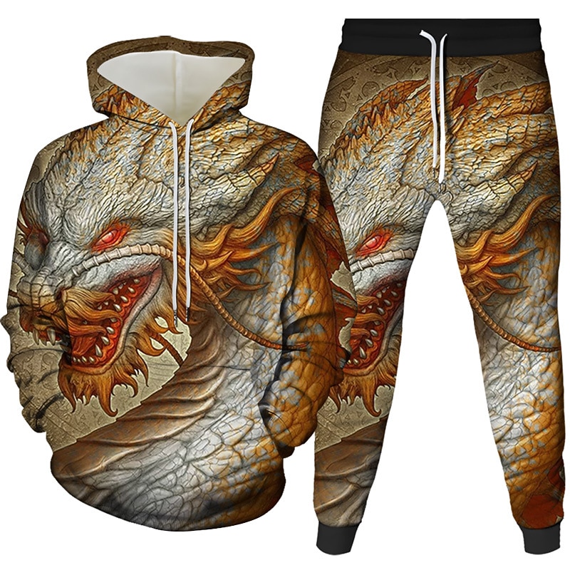 Men's Women's 3D Hoodies Set Blue Gold Rainbow Orange Brown Hooded Graphic 3D Galaxy Star Print 2 Piece Front Pocket Daily 3D Print 3D Print Casual Clothing Apparel Hoodies Sweatshirts  Long Sleeve2