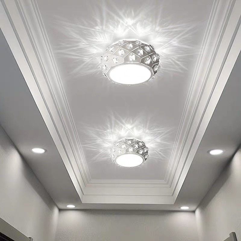16cm LED Ceiling Light Crystal Porch Light Aisle Corridor Lamp Modern Round Desgin Flush Mount Lights Metal Painted Finishes 110-240 V3