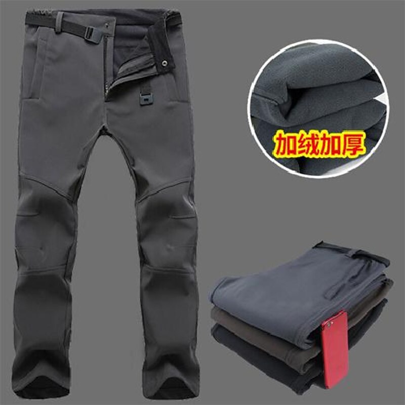 mens outdoor waterproof fleece climbing hiking skate cargo pants slim fit black2