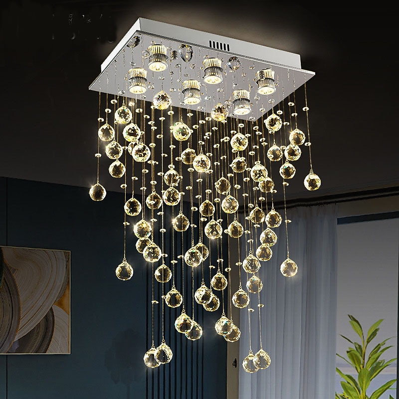 50cm LED Crystal Chandelier Modern Lantern Desgin Flush Mount Lights Stainless Steel Electroplated 110-120V 220-240V2