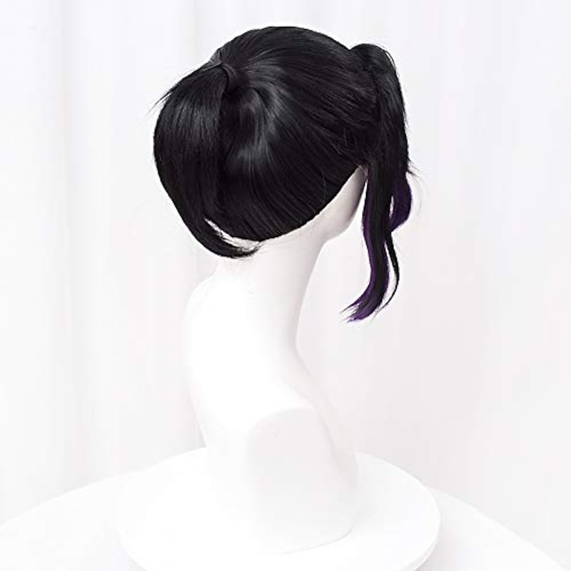 Cosplay  Wig Wavy Middle Part Wig Kochou Shinobu 2836 Synthetic Hair Women's Black Halloween Wigs3