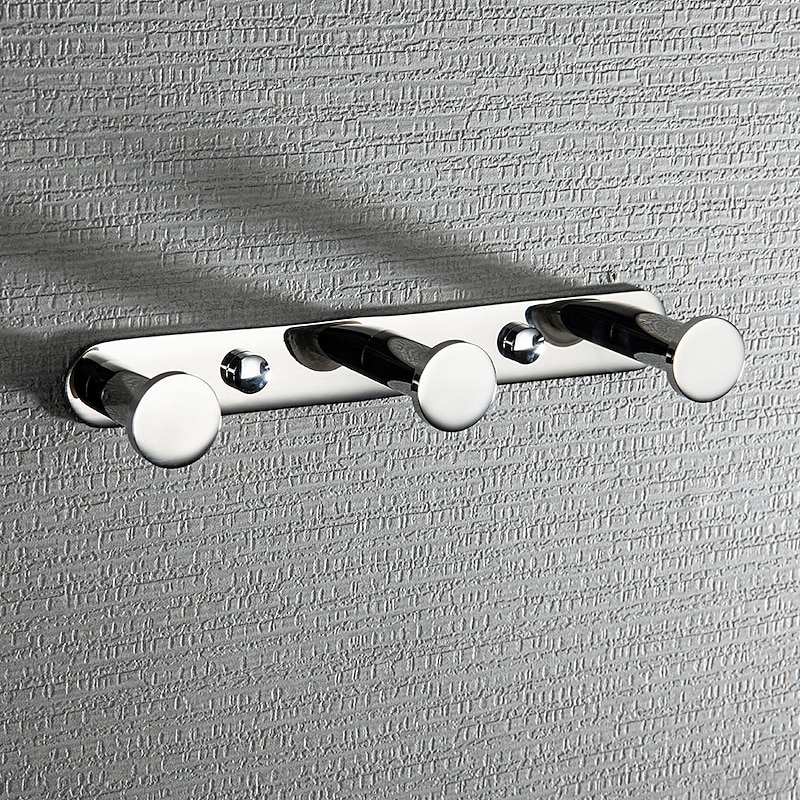 Robe Hooks New Design Contemporary Stainless Steel Material Bathroom Wall Mounted 3 or 4 or 5 or 6 Hooks Silvery 1pc3