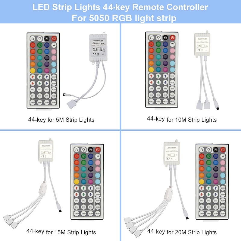 4-Port DIY RGB LED Strip Lights Wireless IR Remote Controller Receiver 44 Keys Dimmer DC12-24V 6A For SMD 2835 5050 3528 Beads2