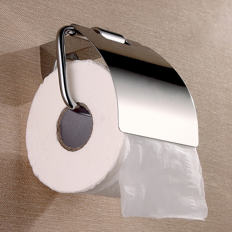 Toilet Paper Holder New Design Stainless Steel and Zinc Alloy Material Bathroom Wall Mounted Silvery 1pc4