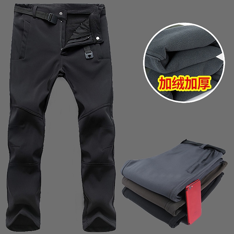 mens outdoor waterproof fleece climbing hiking skate cargo pants slim fit black4