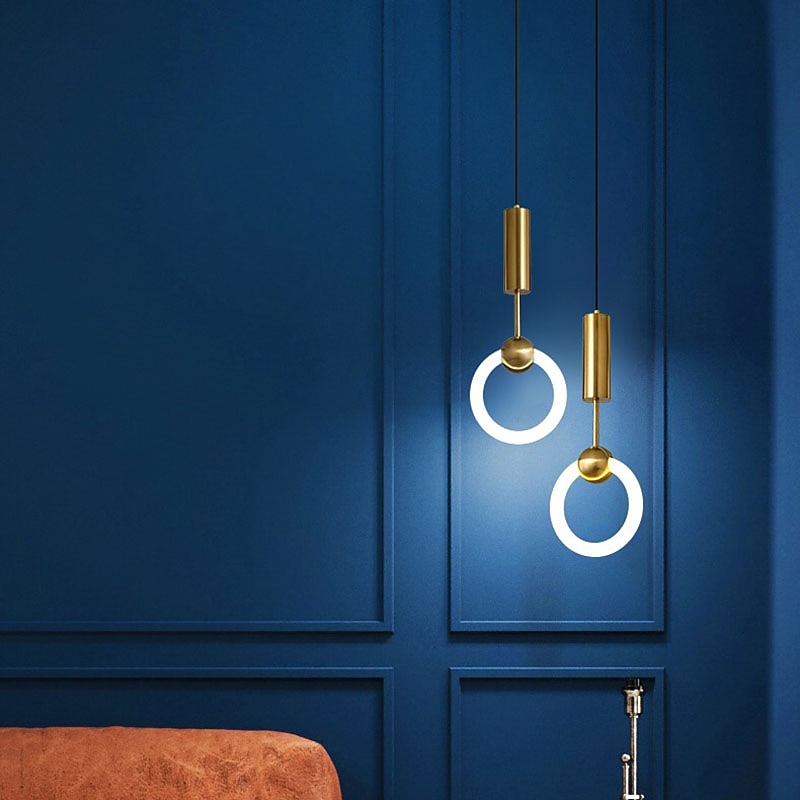 20cm LED Pendant Light Modern Nordic Ring Circle Desgin Bedside Light Living Room Bedroom Dining Room Metal Electroplated Modern 110-120V 220-240V