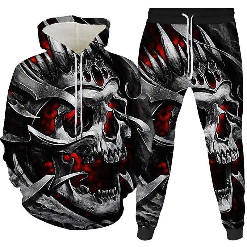 Men's 3D Hoodies Set Red Hooded Graphic 3D 2 Piece Daily 3D Print Casual Clothing Apparel Hoodies Sweatshirts Long Sleeve American Flag Fall
