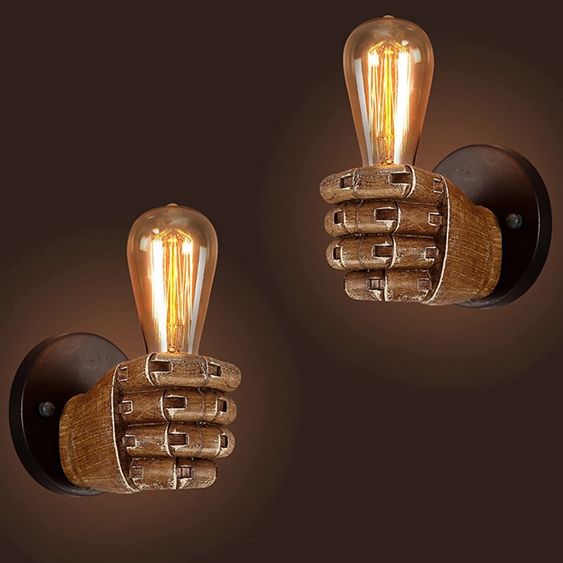 Lightinthebox Antique Resin Fist Wall Lamp European Bar Restaurant Cafe Decorative Wall Lamp Left Hand Right Hand Wall Lamp Christmas Decoration   AC110V AC220V