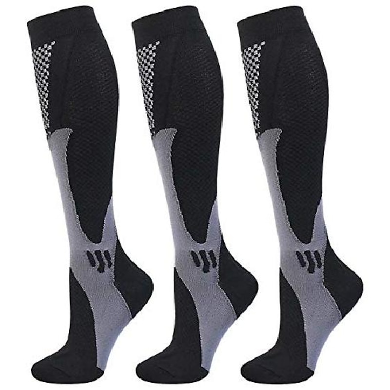 3 pair compression socks women men 20-30mmhg for athletic nursing medical travel-boost stamina,circulation & recovery (black-xxl)