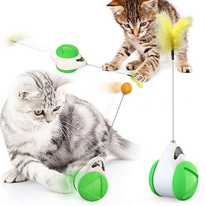 cat chasing toy balance car design cat interactive toys non-battery self rotating car cat toy with cat catnip wand chaser fun puzzle toy for cat kitten iq active stimulation