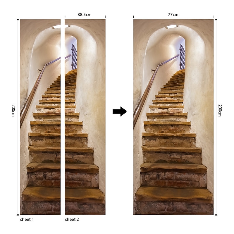 3D Stickers Self-adhesive Creative Door Stickers Living Room Decoration Home Waterproof Wall Stickers Wall Stickers for bedroom living room 77*200CM2