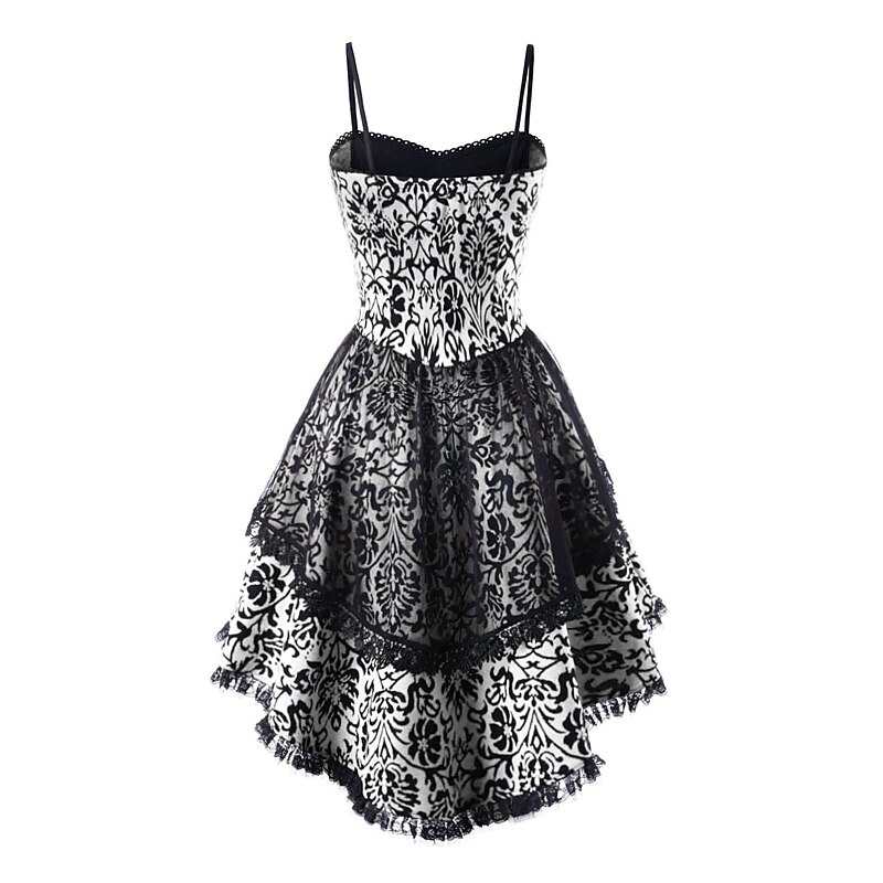 Punk & Gothic Medieval Cocktail Dress Short / Mini Dress Masquerade Prom Dress Lady Outlander Plus Size Lace Flower Fancy Dress Women's Halloween Carnival Masquerade Party Halloween Adults' Dress4