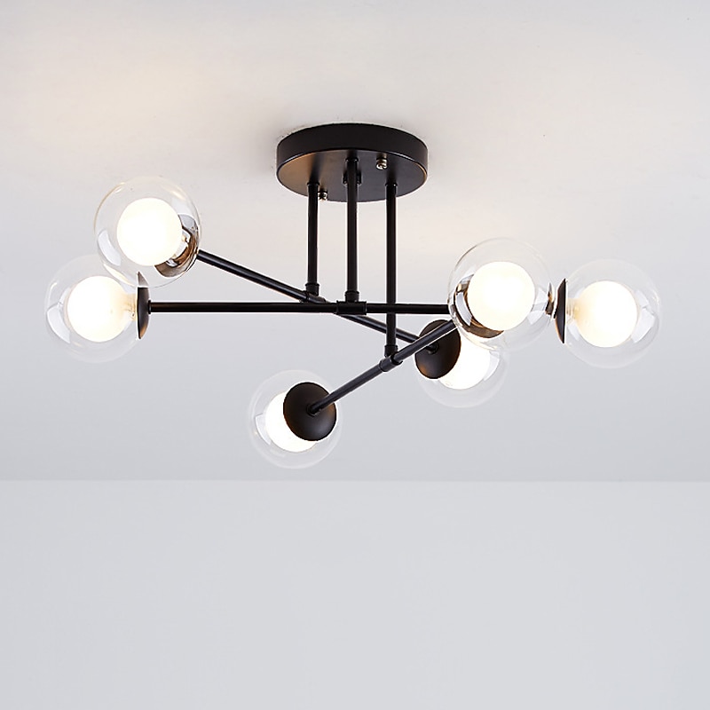 58cm LED Ceiling Light Nordic Sputnik Design Black Gold Globe Design Glass Chandelier Metal Artistic Style Sputnik Industrial Painted Finishes Artistic Nordic Style 110-120V 220-240V4