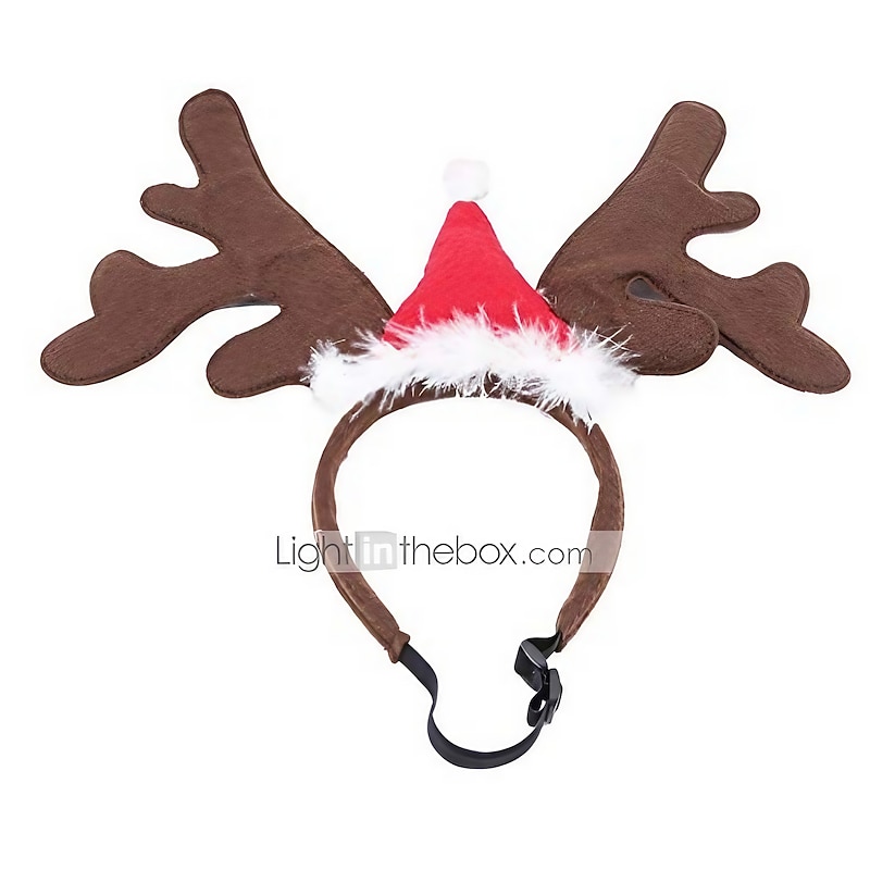Christmas Pet Hat Xmas Dog Cat Headband Christmas Headwear For Pet Santa Claus Elk Deer Antler Costume Cosplay(red)