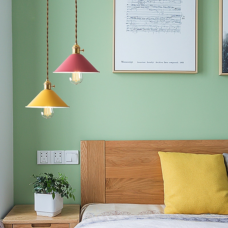 22 cm LED Pendant Light Modern Nordic Single Design White Yellow Green Gray Blue Pink Metal Painted Finishes 110-120V 220-240V4