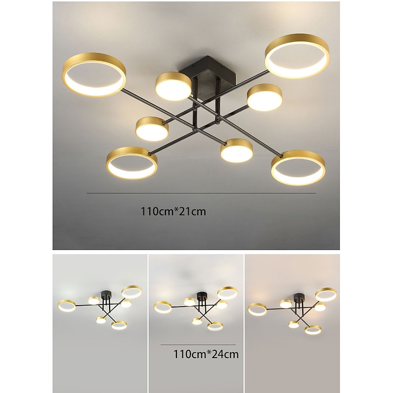 6/8 Heads LED Ceiling Light Modern Black Gold Nordic Circle Sputnik Design Metal Painted Finishes 110-120V 220-240V2