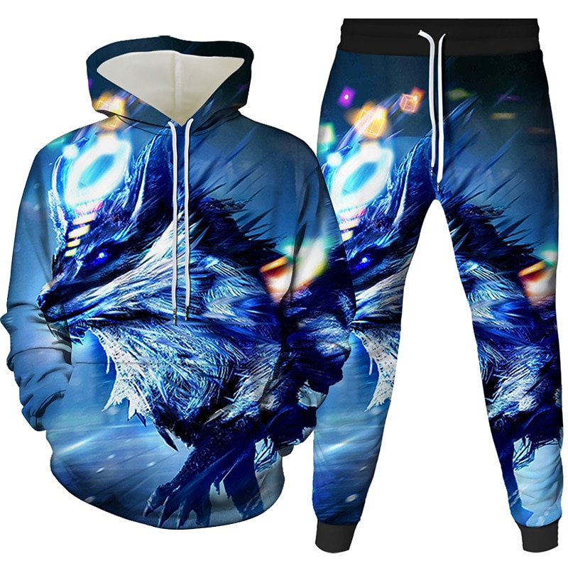 Men's Women's 3D Hoodies Set Blue Gold Rainbow Orange Brown Hooded Graphic 3D Galaxy Star Print 2 Piece Front Pocket Daily 3D Print 3D Print Casual Clothing Apparel Hoodies Sweatshirts  Long Sleeve3