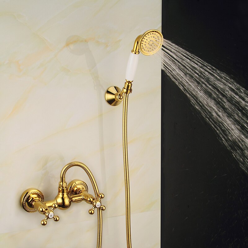 Shower Faucet Set Handshower Included Vintage Style/Country Brass/Electroplated Mount Outside Ceramic Valve Bath Shower