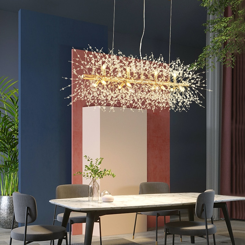 9/12 Heads LED Pendant Light Dandelion Chandelier Fireworks Crystal Lamp Living Room Dining Room Bedroom Lamp Romantic Clothing Store Bar Lamp 72cm 92 cm