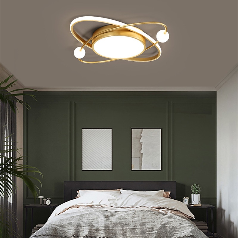 50/60 cm LED Ceiling Light Gold Planet Design Modern Geometric Shapes Flush Mount Lights Metal Painted Finishes Christmas decoration 110-120V 220-240V