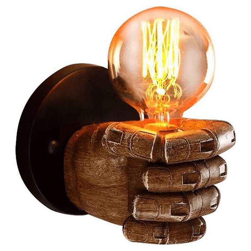 Lightinthebox Antique Resin Fist Wall Lamp European Bar Restaurant Cafe Decorative Wall Lamp Left Hand Right Hand Wall Lamp Christmas Decoration   AC110V AC220V4