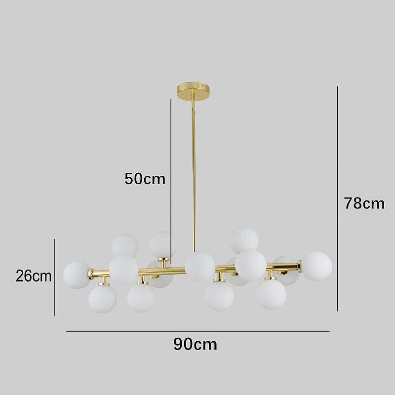 16 Bulbs 90cm(35.4") LED Gold Pendant Light Metal Glass Sputnik Electroplated 3.9" Lampshades Molecular Nordic Chandelier for Home Bedroom Kitchen4